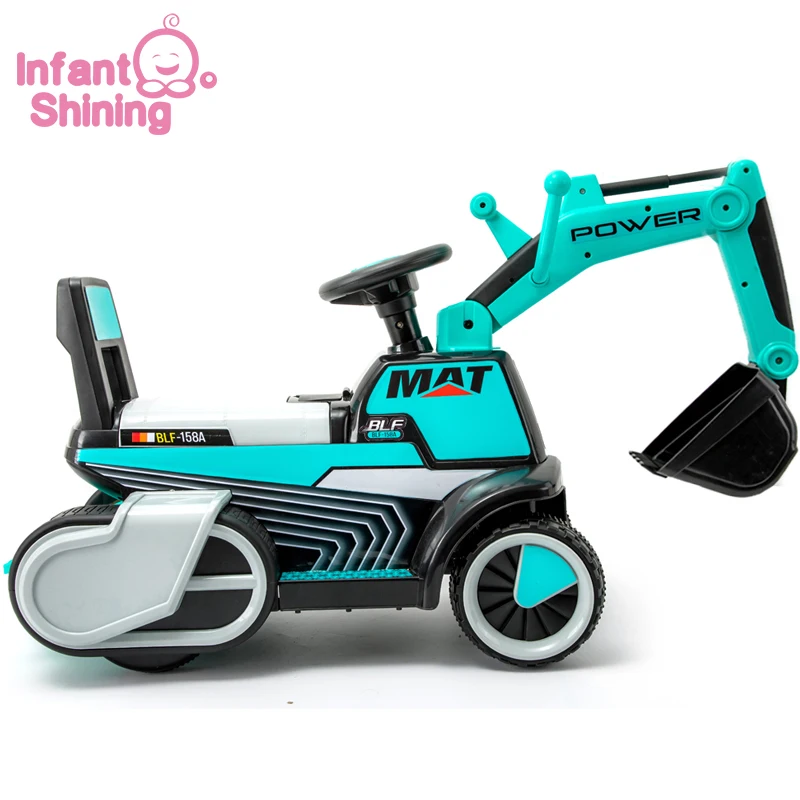  Infant Shining Child Excavator Ride on Toy Baby Car Balance Car Engineering Vehicle with LED Light 