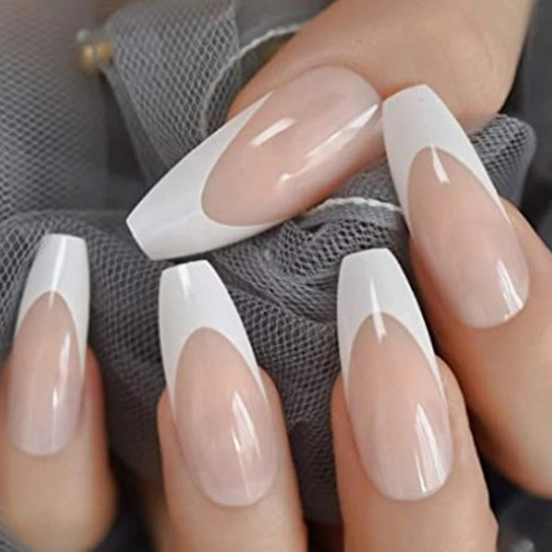 24pcs/set French Ballet Fake Nail Gradeint Natural False Nails Wholesale Nails Supplier