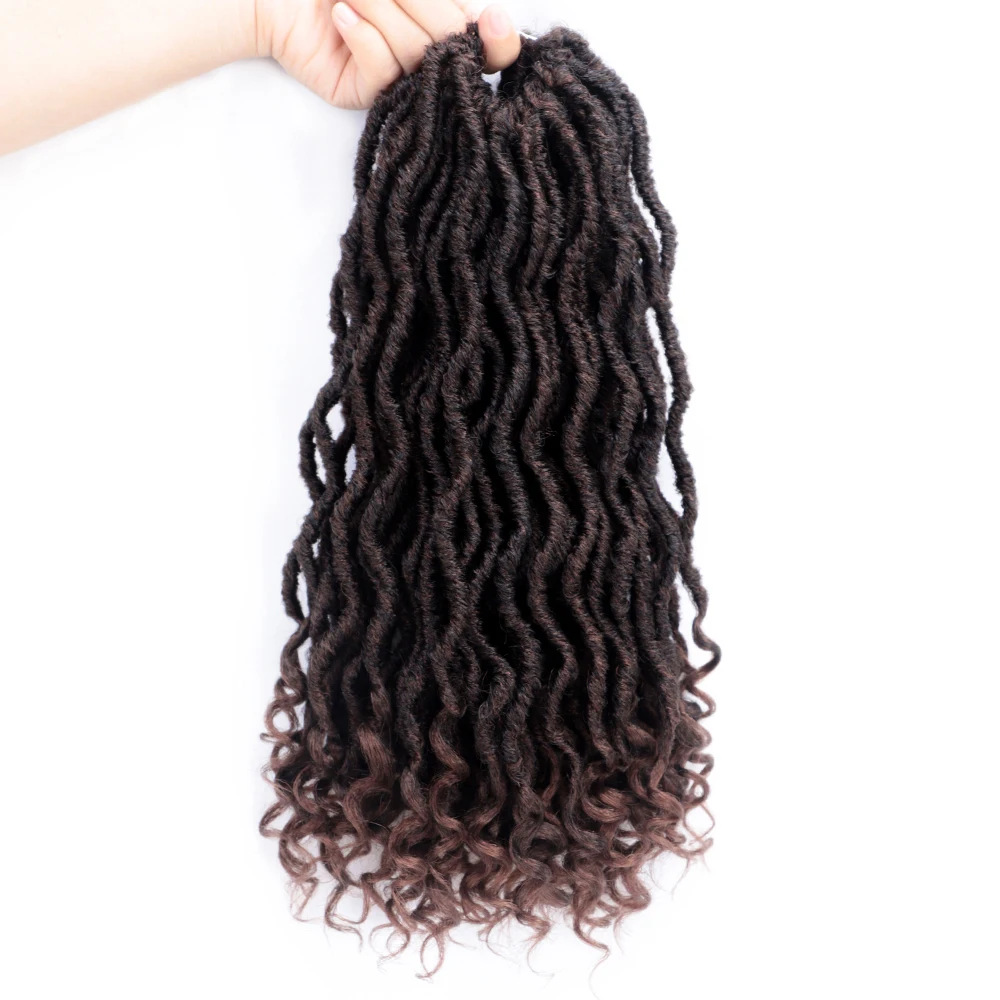 T1B/30 Elegant MUSES, на крючках, косички, богиня Faux locs Curly 16 дюймов мягкого натурального эффектом деграде(переход от темного к Синтетические пряди для наращивания волос 12 нитей 1 шт - Цвет: T1B/30