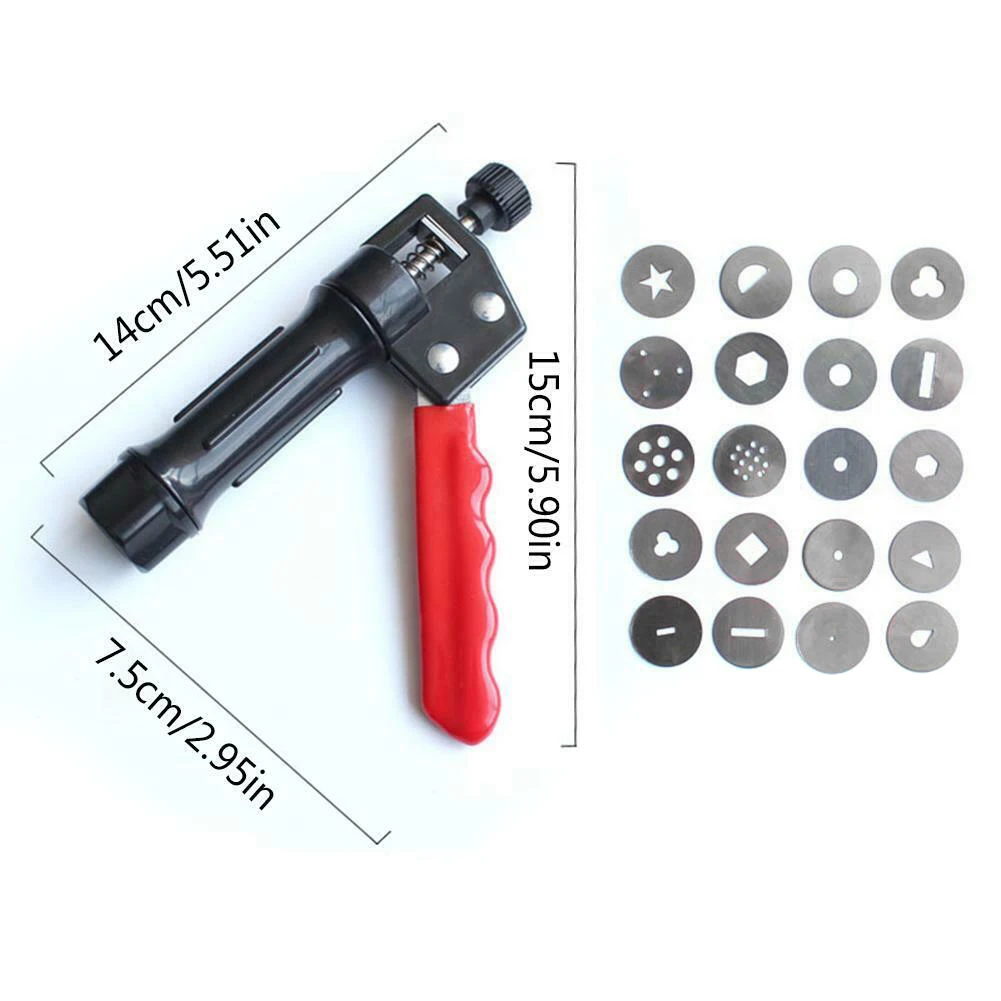 

Clay Extruder Hand-held Soft Clay Mud Squeezer with 20 Different Nozzles Biscuit Cake Decorating LAD-sale