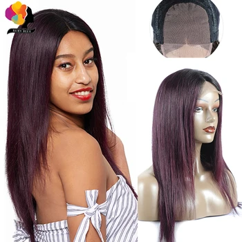 

1B Burgundy Red Lace Front Human Hair Wigs Ombre Remy Straight 4*4 Lace Closure Wig For Black Women Brazilian Human Hair Wigs