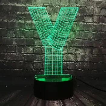 

Free Ship Creative Design Modern 3D lamp alphabet letter Y Multicolor flashlight atmosphere Led night light USB Touch kid gift