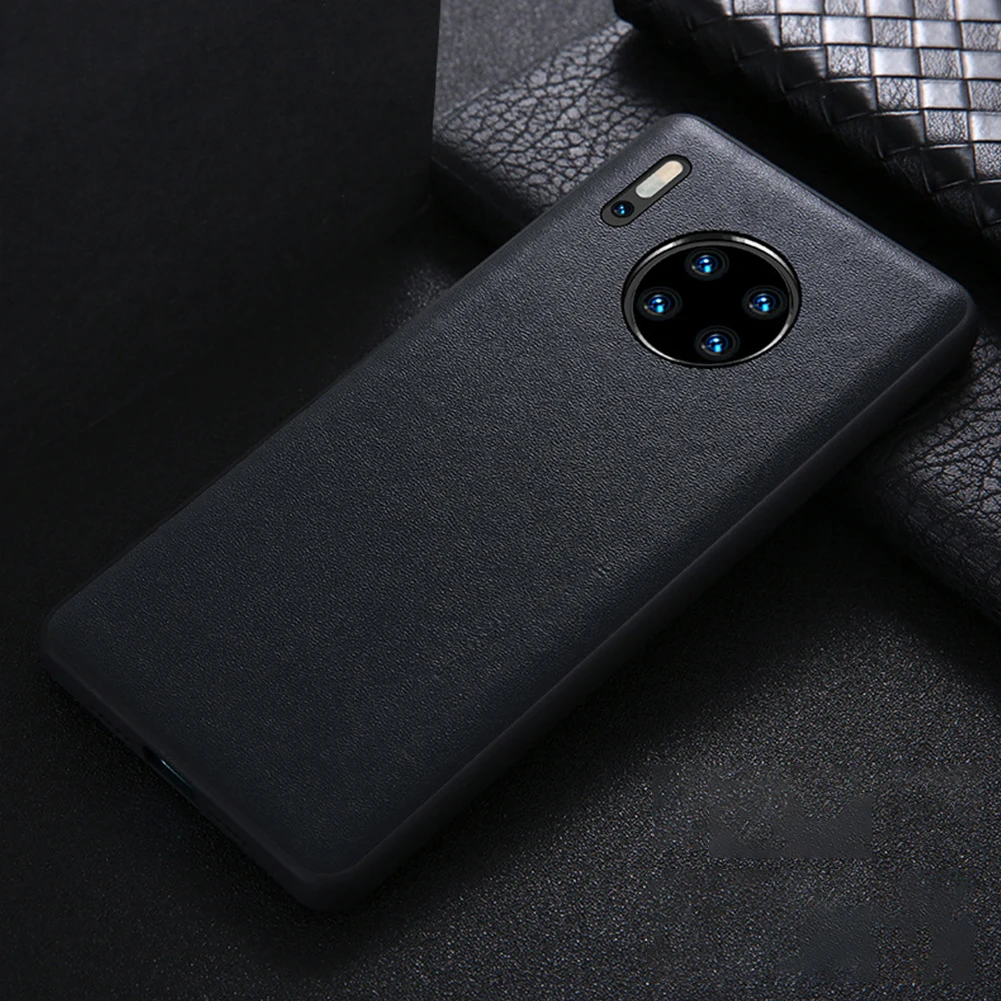 Чехол из воловьей кожи в стиле ретро для huawei mate 30 Pro, полный корпус, противоударный защитный чехол, мягкий ТПУ чехол с защитой от падения - Цвет: Black
