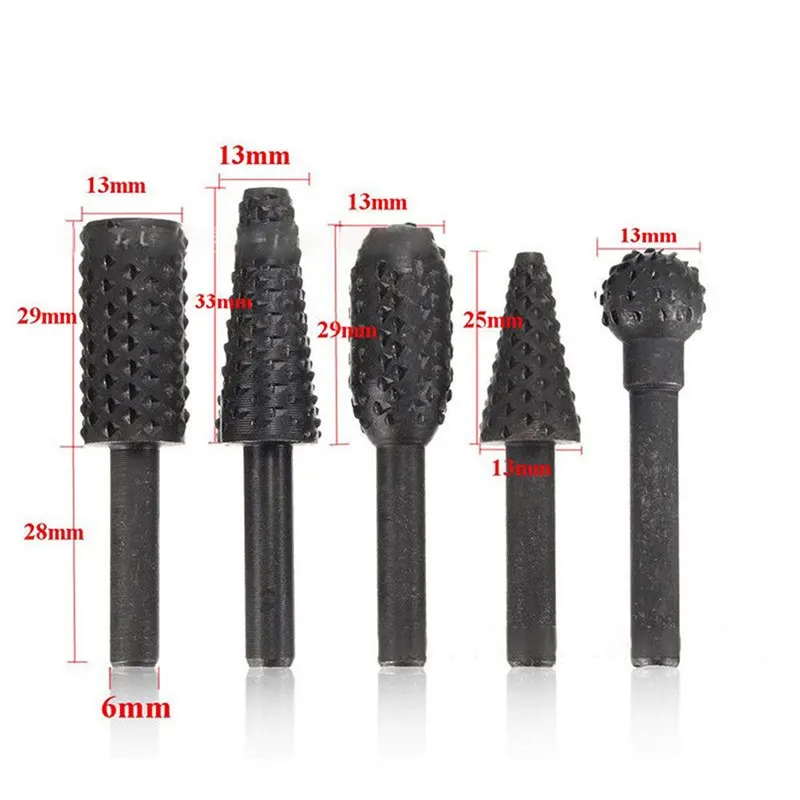 Hot 5pcs Hss Rotary Files Burr Drill Rotary Rasp Burr Electric Grinder Set 6mm 1/4" Metal Plastic Wood Drill Grinder Rasp