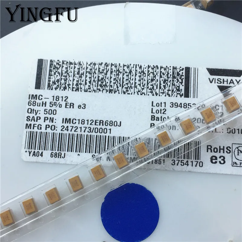 Проволочный формованный индуктор Vishay IMC1812 68UH 680J 500 IMC1812ER680J 5% мА 6 Ом 1812 SMD 50 шт./шт. |