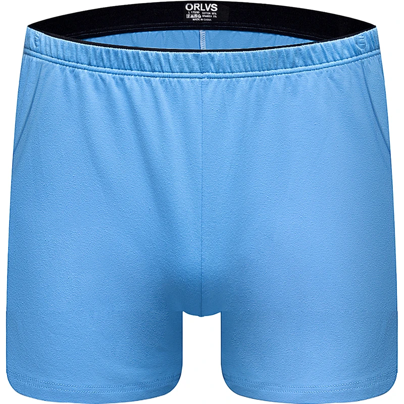 ORLVS удобное нижнее белье мужчины боксеры быстросохнущие хлопковые дышащие мужские шорты Cueca Tanga мужские пижамы базовые боксеры OR130 - Цвет: Blue