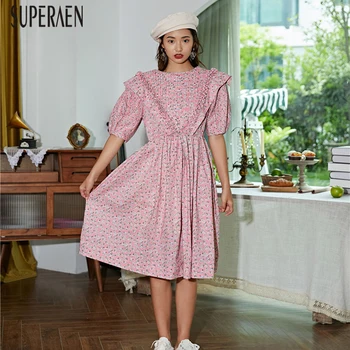 

SuperAen Dress Female Summer 2020 New Puff Sleeve Fashion Cotton Women Dress Short Sleeve Korean Style Women Clothing