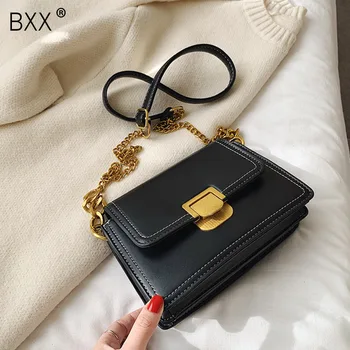 

[BXX] Solid Color Leather Crossbody Bags For Women 2020 Chain Simple Small Shoulder Messenger Bag Luxury Quality Handbags HK372