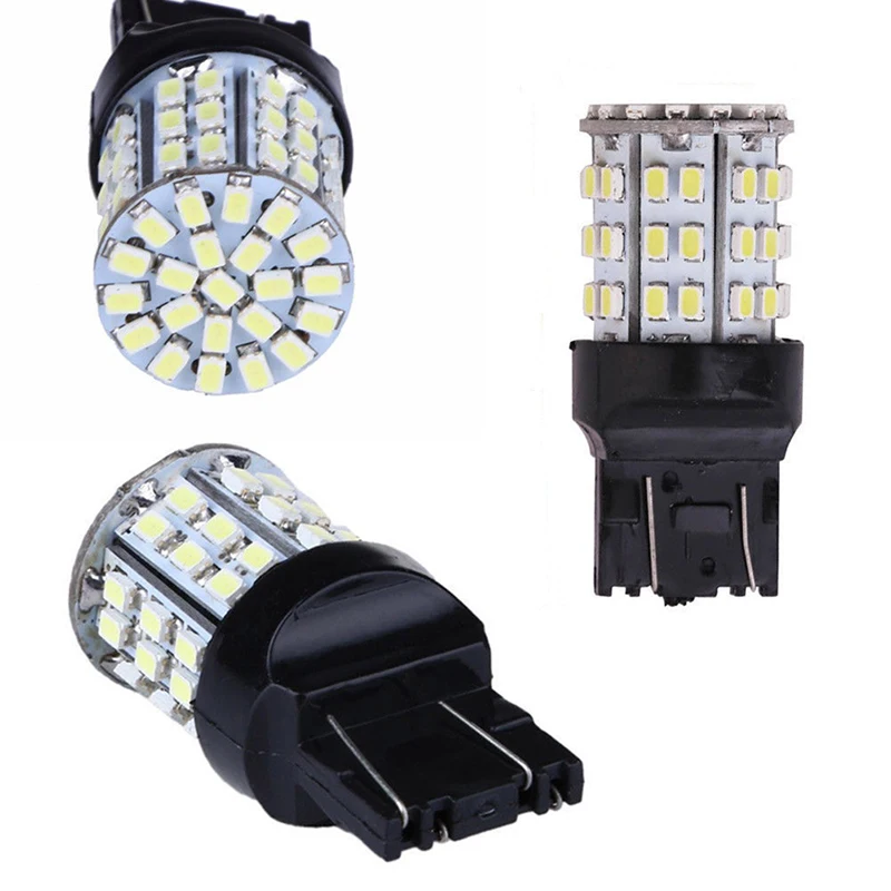 2 шт. T20 W21W 7443 7440 светодиодный 64-SMD 1206 задний стоп лампочка для фонарей стоп-сигналов белый светодиодный светильник