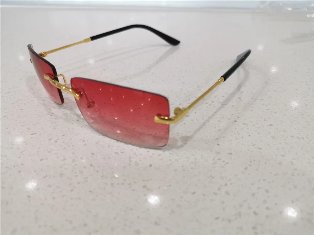 SOL DE ORO мужские и женские ретро бескаркасные солнцезащитные очки UV400 защита прямоугольные солнцезащитные очки маленькие солнцезащитные очки - Цвет линз: RED