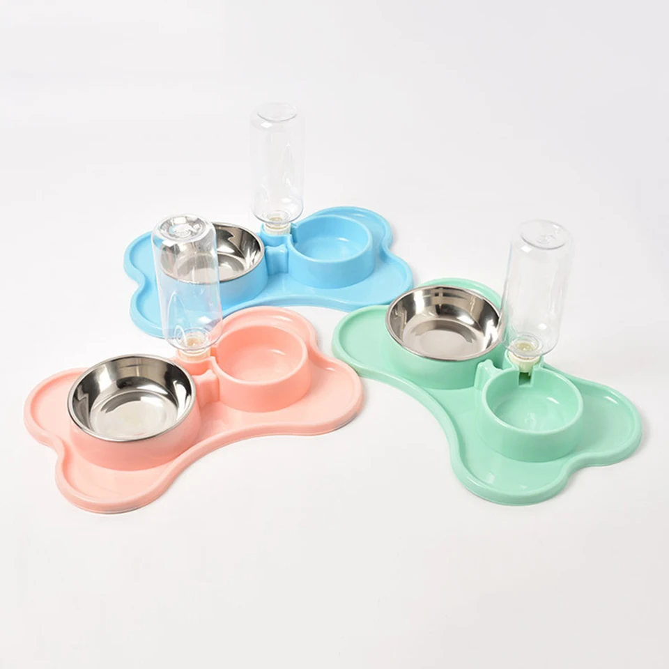 1Pcs Automatic Pet Feeder Water Dispenser Cat Dog Drinking Bowl Dogs Feeder Dish Cat Feeding Watering Supplies Double Pet Bowls