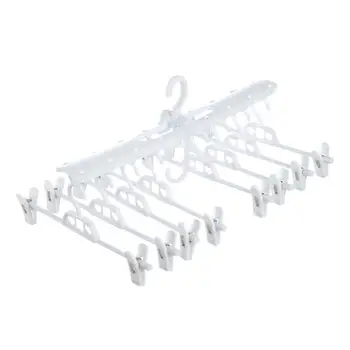 

Multi-functional Foldable Drying Rack Plastic Telescopic Pants Shirt Rack Hanger Multi-layer Sock Clip Cabinet Storage Supplies
