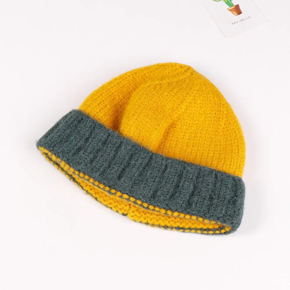 Beanie hat Baby зимняя шапка для девочки шапка, шапки-бини для малышей Детские шляпы вязаная шапка для мальчиков и девочек, Повседневное однотонные Цвет в армейском стиле