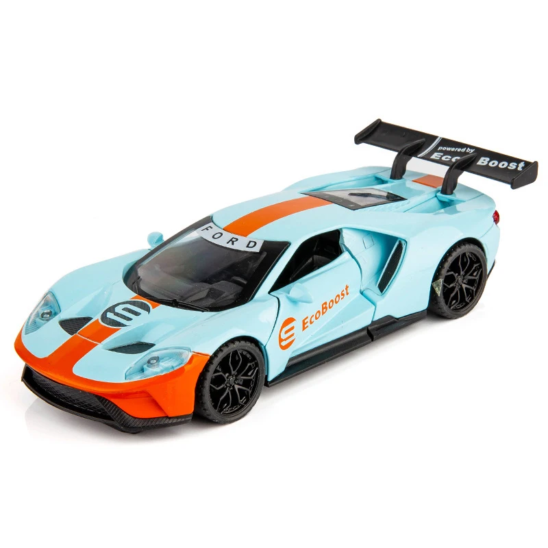No Original Box 1:32 ford GT Супер спортивный автомобиль из цинкового сплава, высокая модель, модель автомобиля с откидной спинкой, 3 открытые двери, звуковой светильник, игрушки для детей - Цвет: No Original Box
