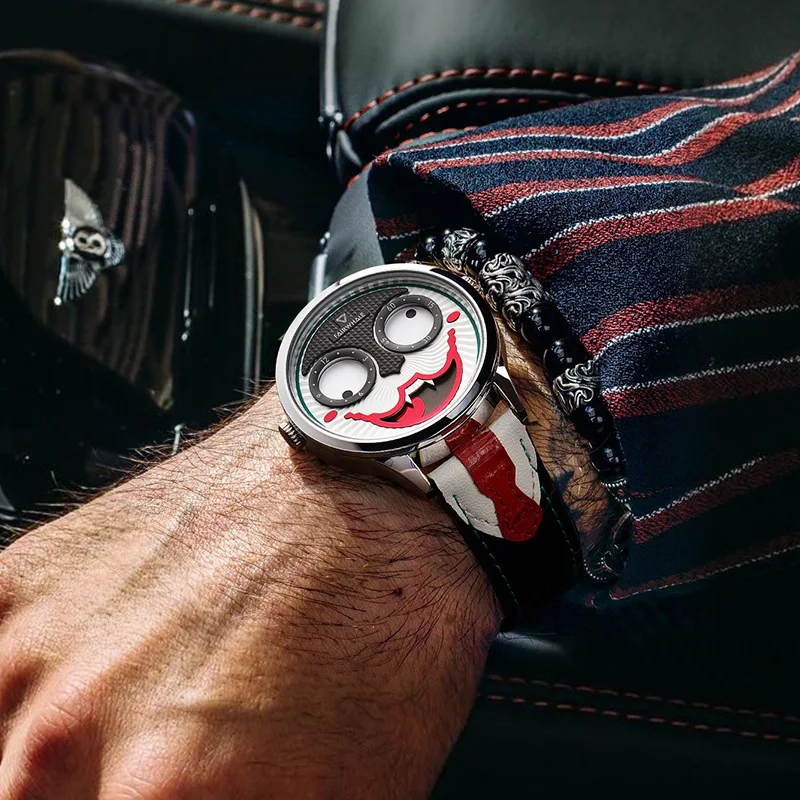 K1 Russian Clown Waterproof Quartz Watch Men's Interesting Design Leather  Non Mechanical Watch - Quartz Wristwatches - AliExpress