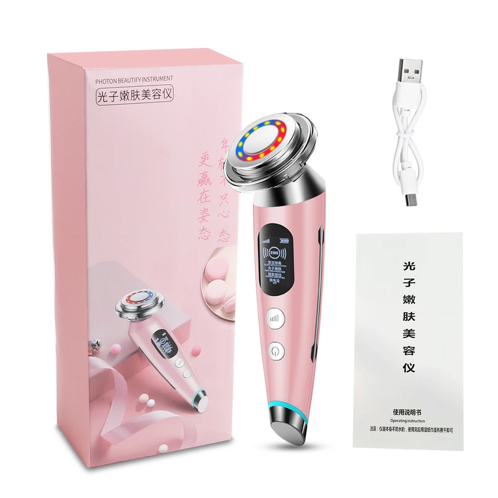 Skin Rejuvenation Face Lifting Wrinkle Removal Face Massager FR Mesotherapy Electroporation Radio Frequency LED Photon Skin Care 8
