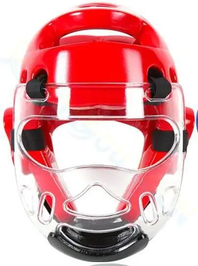 red with face mask Взрослый ребенок тхэквондо защитный шлем каратэ бокс Санда маска ITF голова Лицо протектор головной убор - Цвет: red with face mask
