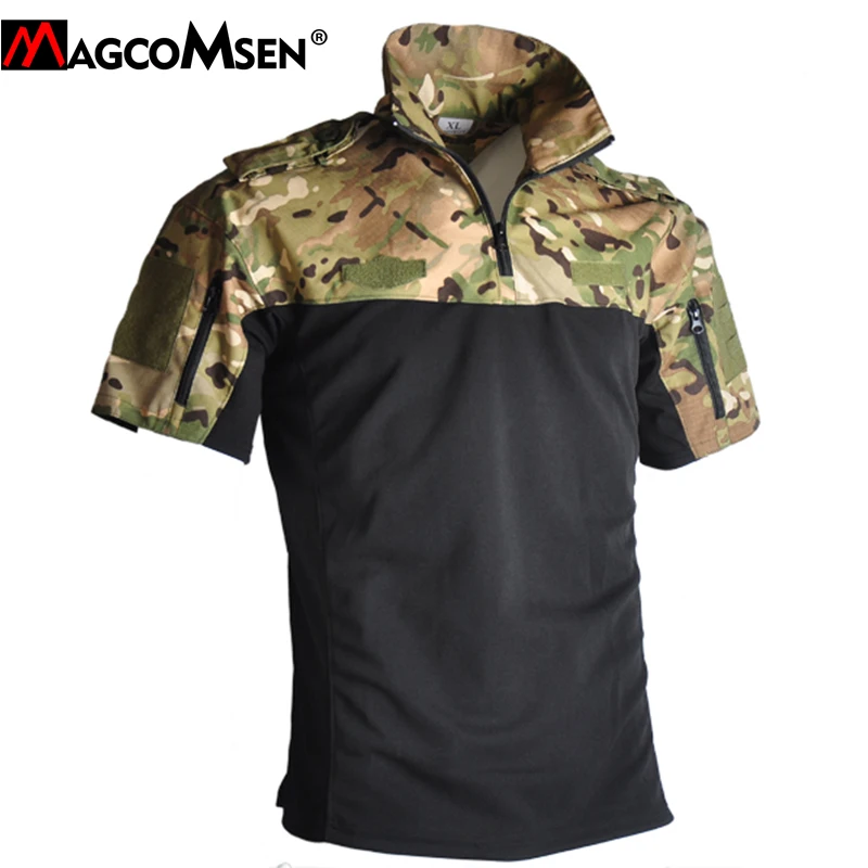 MAGCOMSEN, камуфляжные тактические футболки, мужские летние хлопковые футболки с коротким рукавом в армейском стиле, футболки для охоты, страйкбола, топы, военная одежда