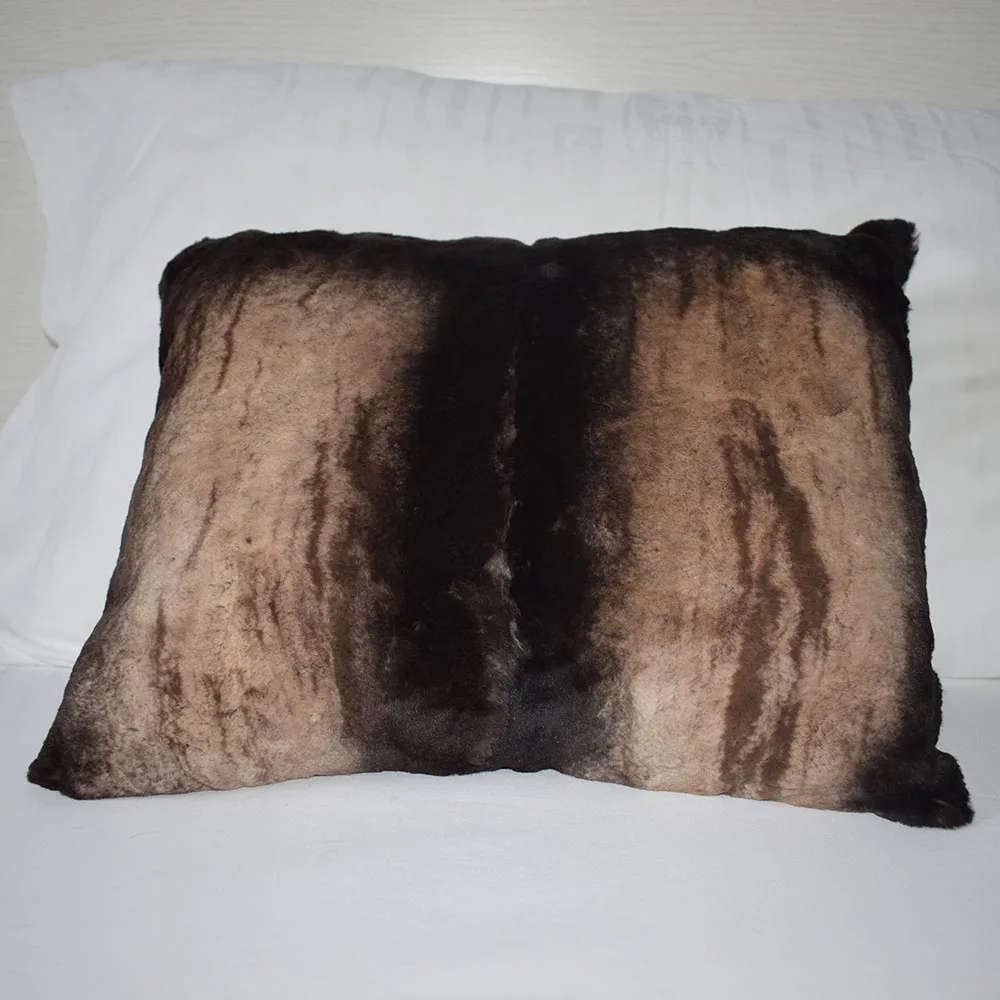 color 2 Натуральная меховая подушка кролика рекс с набивкой натуральная меховая подушка мягкая меховая подушка одна сторона меховая подушка Ms. softex - Цвет: color 2