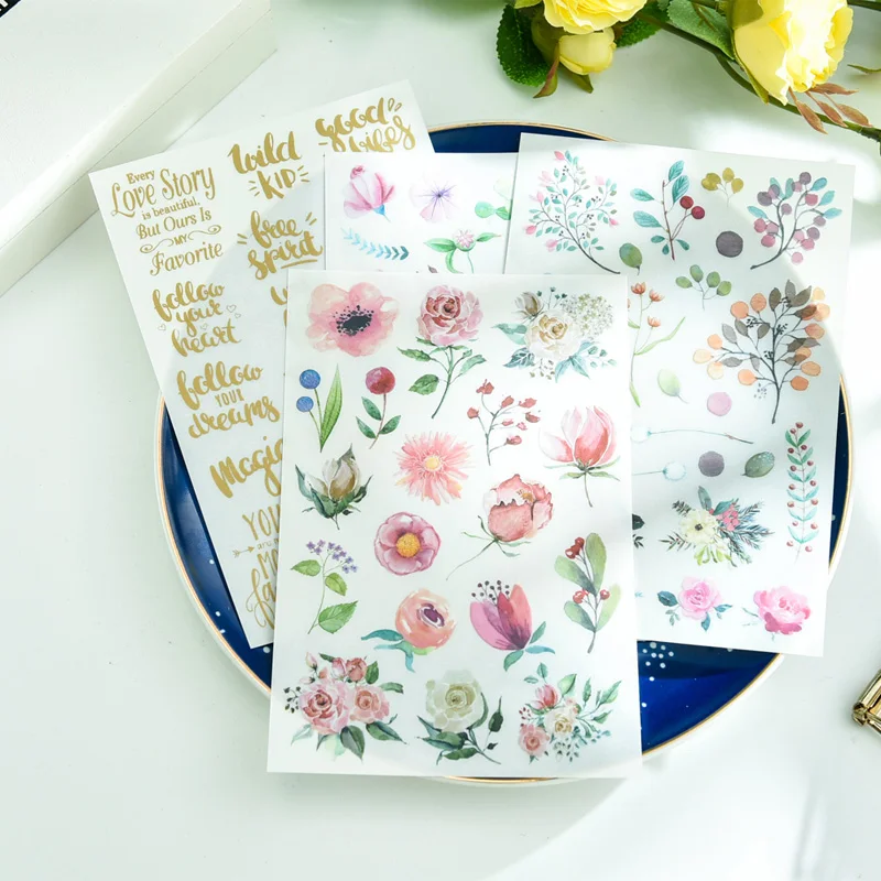 

4pc Lovely Flowers Rub On set for Scrapbooking DIY Projects/Photo Album/Card Making Crafts
