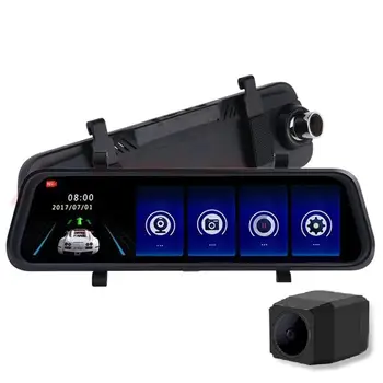 

10 Inch Touch Screen Car DVR Media Dual Lens Camera Rearview Mirror Video Recorder Dash Cam Auto Camera Full HD 1296P