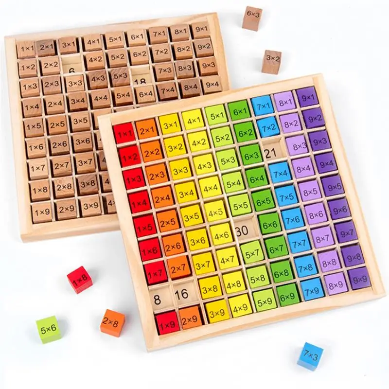 Montessori Educational Wooden Math Multiplication Game Time Table Learning toys 