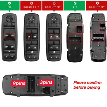 

12Pins Master Window Switch Internal Glass Lifter ABS Push Pull Switch Car Accessory 68039999AC For Dodge