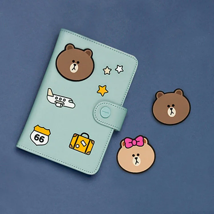 

South Korea-Style Faux Leather Travel Passport Holder Cartoon Passport Bag RFID Anti-Degaussing Documents Clip Set Wallet
