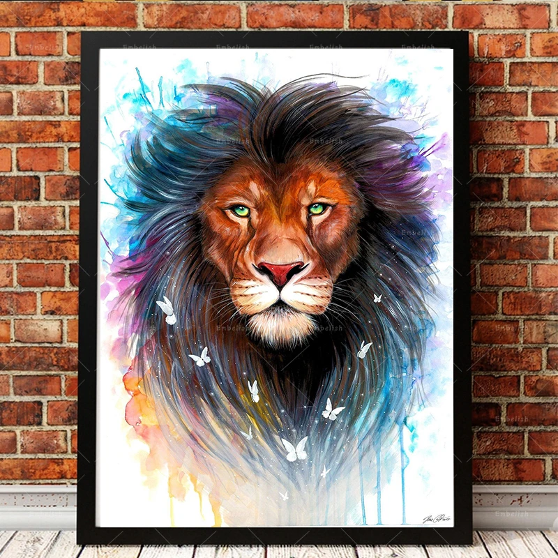 1 Pieces Quality HD Spray On Canvas Oil Paintings Watercolor Animals Lion Head Wall Posters For Living Room Home Decor Pictures | Дом и сад
