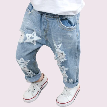 

Baby Girls Jeans Star Print Jeans For Girl Fashion Hole Children's Jeans Spring Autumn Casual Kids Jeans Clothes For Girls