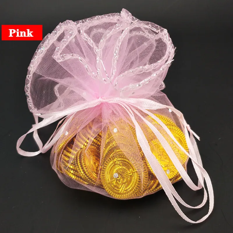 Pink 50 шт. красочные свадебные сувениры и подарки круглый мешок из органзы Ювелирные изделия мешочки Марля Элемент мешок Свадебные/единорог вечерние украшения 5Z - Цвет: Pink