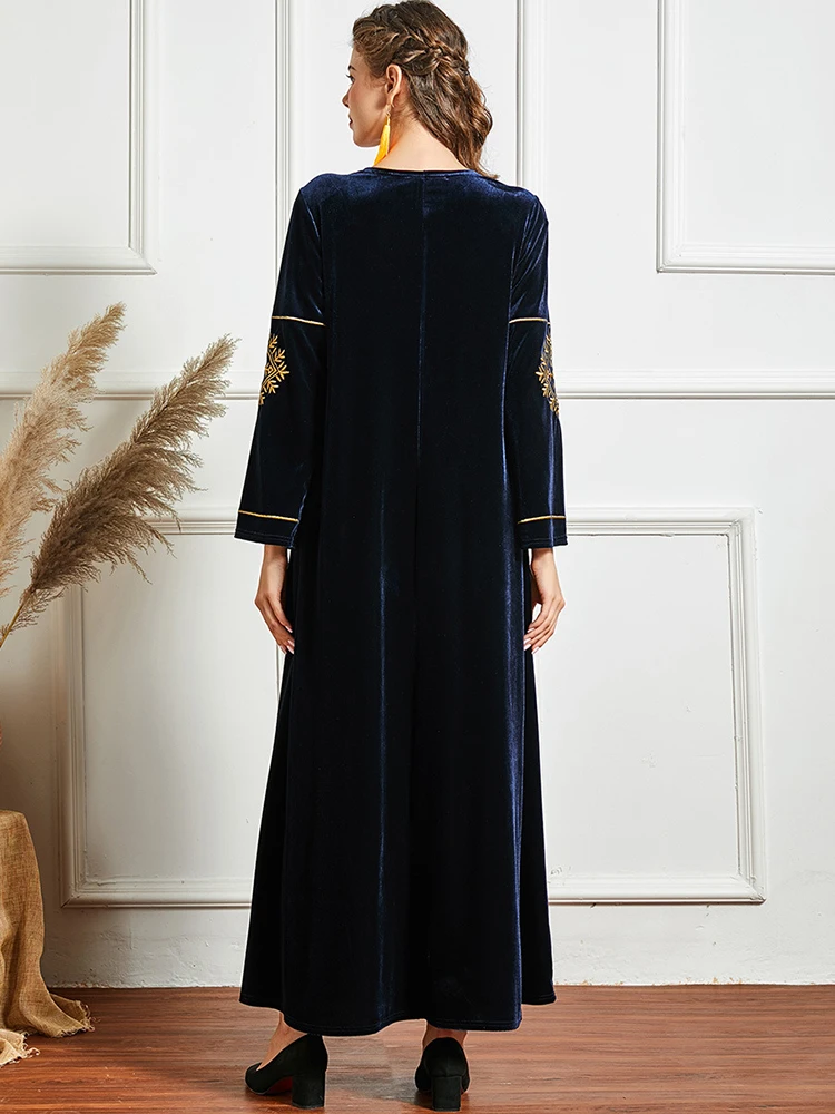 Vestido Longo Plus Size Velvet Abaya Dubai Turkey Islam Moroc Arabic Muslim Hijab Dress For Women Robe Longue Femme Musulmane