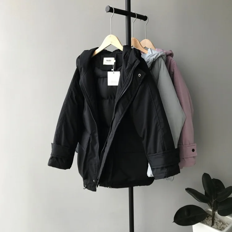 abrigos mujer invierno New Zipper Parka short Cotton-padded Jacket Hooded Warm Winter Jacket Women Solid Winter Coat womens