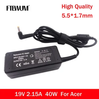 

FTEWUM AC Adapter 19V 2.1A 40W 5.5*1.7mm Notebook Laptop Charger For Acer Aspire D270 D257 D255 For Laptop Adapter Power Supply