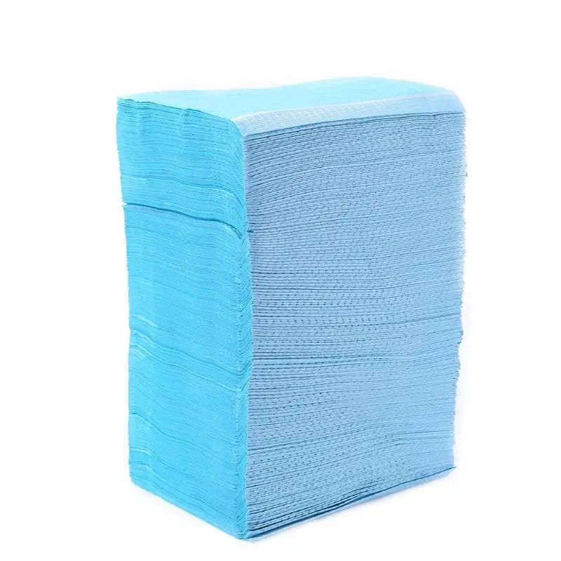 125 шт одноразовые водонепроницаемые медицинские бумажные зубные гигиенические нагрудники шейный платок из древесной целлюлозы, стоматологические чистые накладки - Цвет: Синий