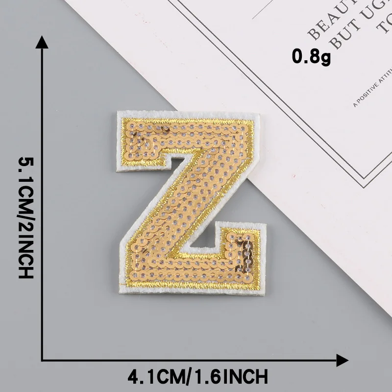 26 Letters Patches on Clothes Golden Sequins Alphabet Iron on Patches for Clothing Appliques Child Women Diy Badges Emboridered 