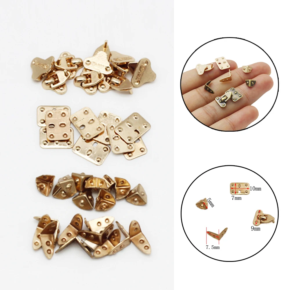 Mini Metal Crafts DIY Manual BJD Doll Bags Parts Doll Suitcase Box Case Corner Protector Luggage Trunk Lock Box Accessories 4Pcs
