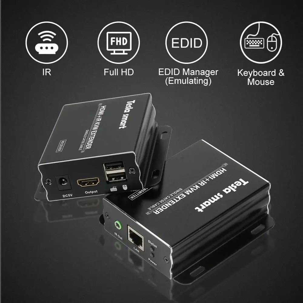 KVM удлинитель высокого качества 60 м USB HDMI IR KVM удлинитель CAT5e/6(1 расширитель передатчик+ 1 расширитель приемник
