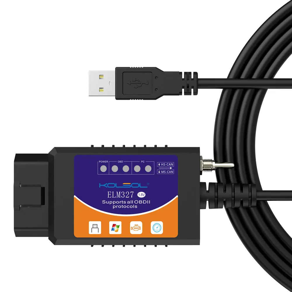 KOLSOL ELM327 USB V1.5 с переключателем модифицированный для Ford elmконфигурации Forscan CH340 +