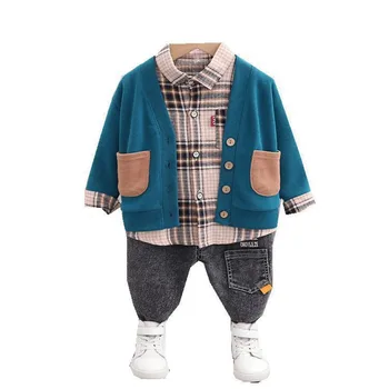 

Spring Autumn Baby Boys Clothes Suit Children Cotton Jacket Shirt Pants 3Pcs/sets Toddler Fashion Costume Infant Kids Tracksuits
