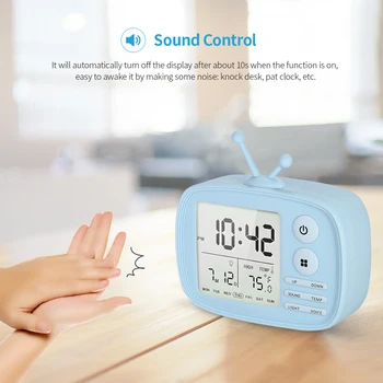 

New Unique TV Alarm Clock LCD Time Temperature Date Week Display Alarm Clock with Snooze Function USB Rechargeable Desk Alarm Cl