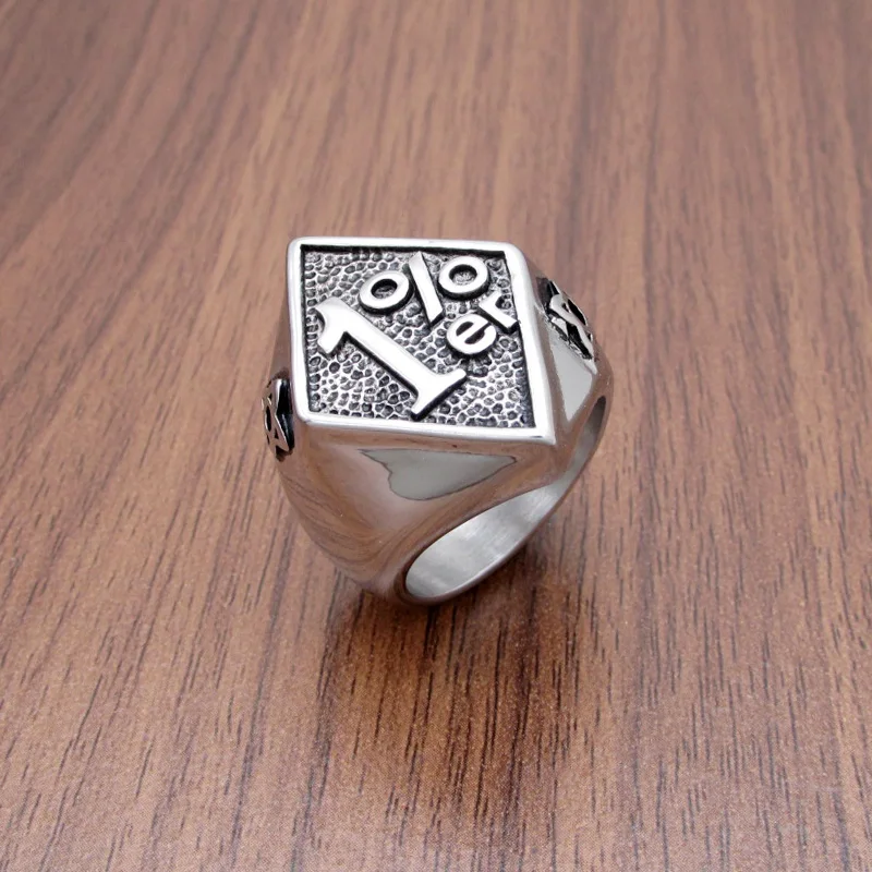 Punk Cool 316L Stainless Steel Silver Color Black Golden Plated 1% er Number Ring Boy Motorcycle Biker Band Party Rings 2