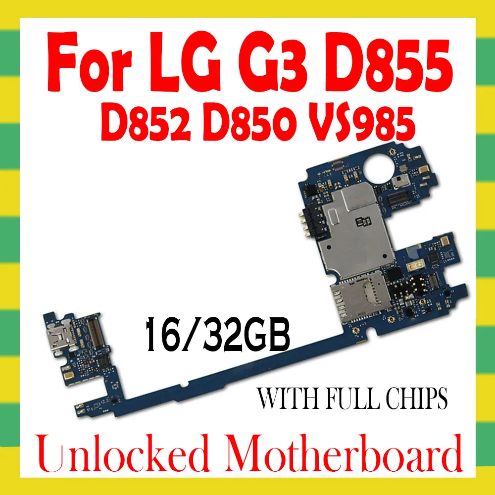 Для LG G3 D855 16 ГБ 32 D852 D850 разблокированная материнская плата с полными ЧИПАМИ ОС Android