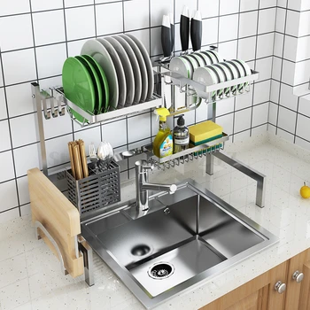 

304 stainless steel sink shelf kitchen receptacle dish drainage shelf receptacle sink dish shelf