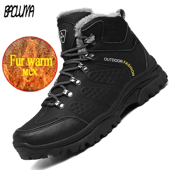 

Winter Men's Snow Boots Thick Fur Warm Men's Ankle Boots Waterproof Men's Sneakers Wear-resistant Shockproof Mans Footwear