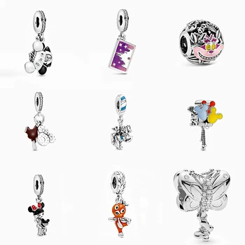 

2020 New Classic Silver 925 Disne Parks Alice in Wonderland Cheshire Cat My Mouse Wedding Dangle Charm DIY Original Woman gift