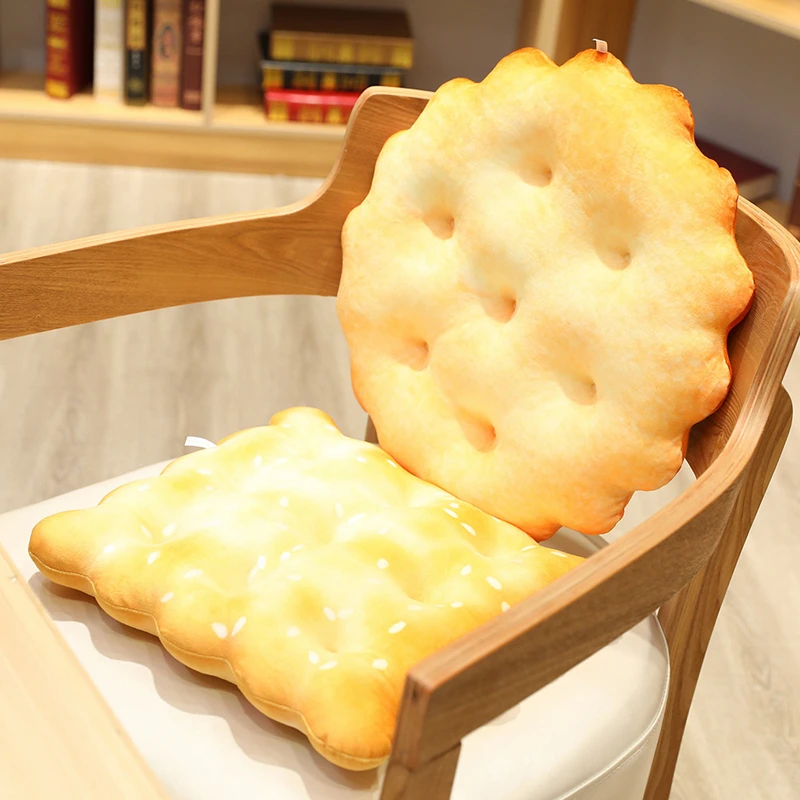 

Hot 38/40CM Simulation Biscuits Pillow Plush Cushion Plush Toy Doll Kids Home Decor Biscuits Seat Cushion Chair Car Seat Cushion