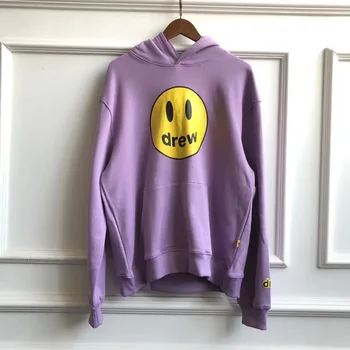 

2019FW Drew House Solid Color Hoodies Men Women Couples Drew Smile Face Printed Embroidery Justin Bieber Hoody Sweatshirts Men