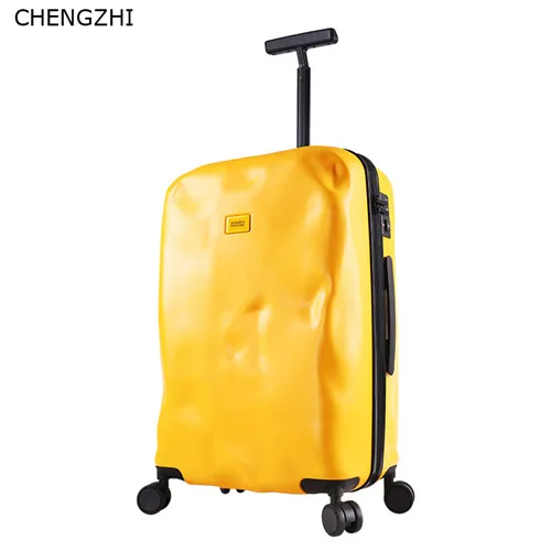 yellow CHENGZHI Личность ретро повреждения Стиль PC чемодан на колёсиках Spinner бренд путешествия Suitcas на колесах 2" 22" 2" 26" 29 дюймов - Цвет: yellow