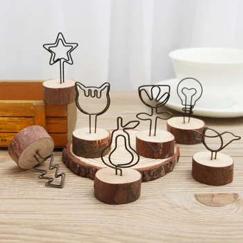 

1PC New Creative Round Iron Wood Photo Clips Note Name Card Hanging Decoration Picture Wall Frame Clamp Desk Accessories